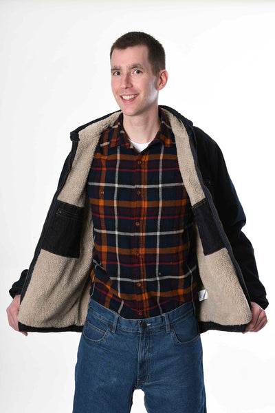 Men's Sherpa Lined Hooded Jeans Jacket